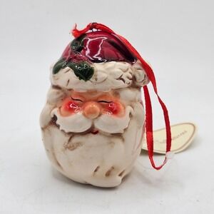 TII Collections Ceramic Santa Head Christmas Ornament Vintage Hand Painted